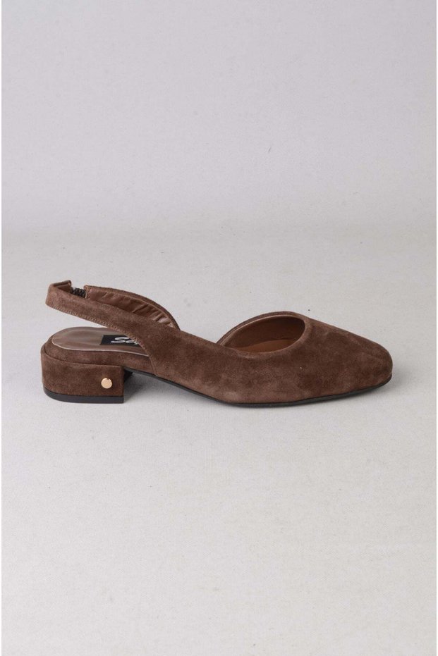 Seç 9510 Genuine Leather Women's Shoes (Heel Height: 3 cm) Brown Suede