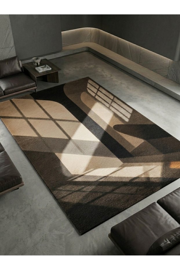 Sdt Minimalist Artistic Canyon Effect Navy Blue Coffee Tone Modern Woven Base Decorative Carpet Sdt1393