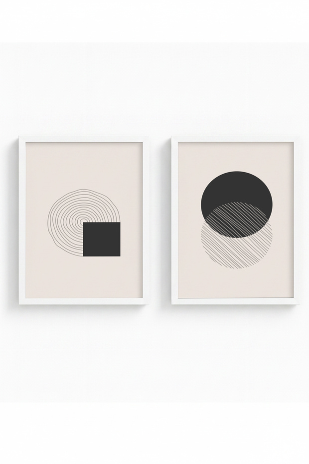 White Wooden Framed 2 Piece Set Painting Huhu86