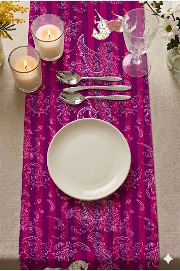 Majesty-R Ethnic Horse Motif Purple Table Runner – Modern & Stylish 50X145