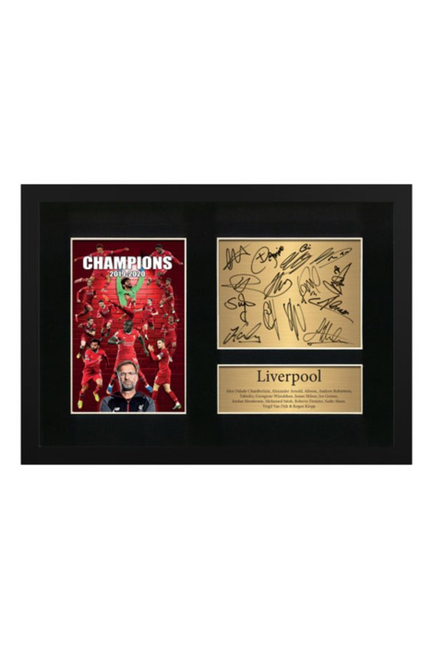 Liverpool Team Players Printed Autographs Framed Poster 21x30 cm – Football Memorabilia Wall Art, Soccer Gift for Fans