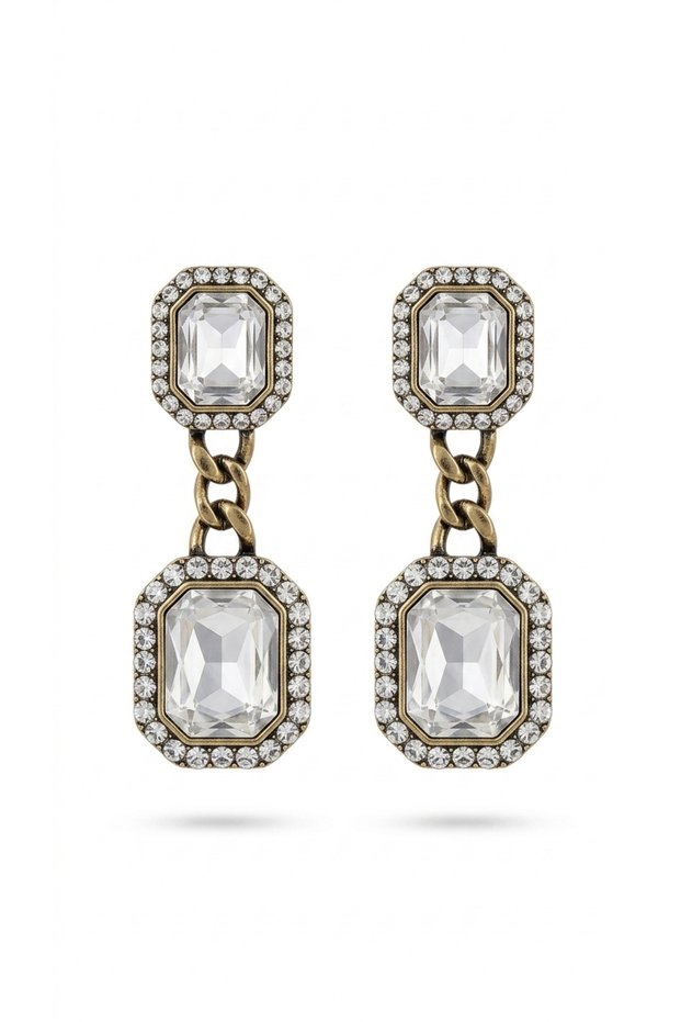 Steel Dangle Zircon Stone Silver Stylish Women's Earrings | Does Not Darken | Women's Earrings with Gift Box
