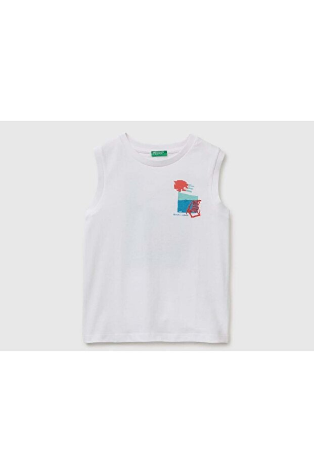 Back Printed Short Sleeve 100% Cotton Basic T-Shirt 6-14 Years Ecru