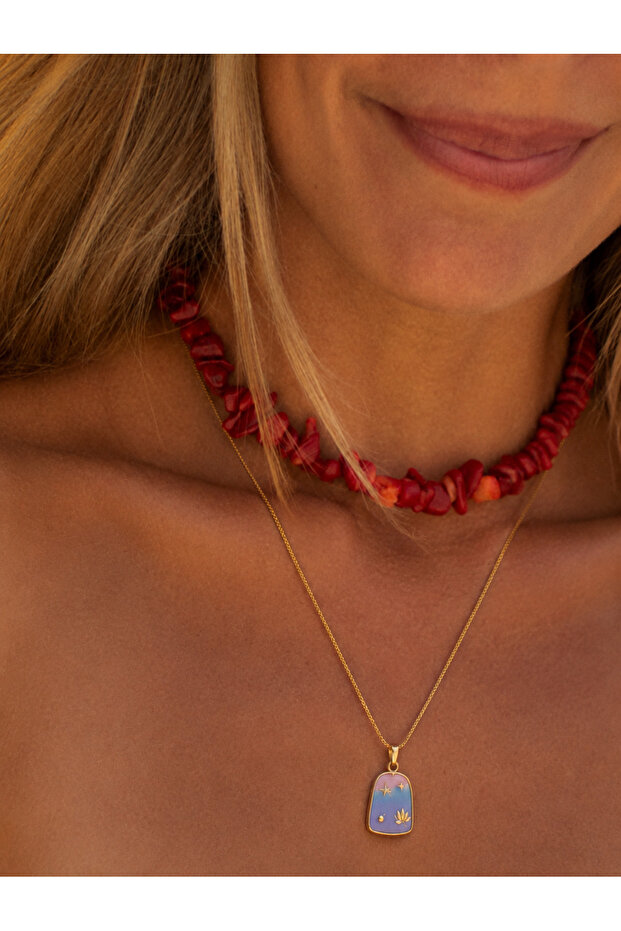Sea Pattern Steel Necklace 45 cm