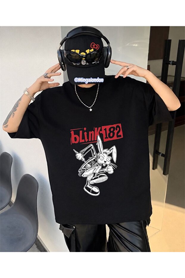 Blink182 Printed Black Woven Fabric T-Shirt