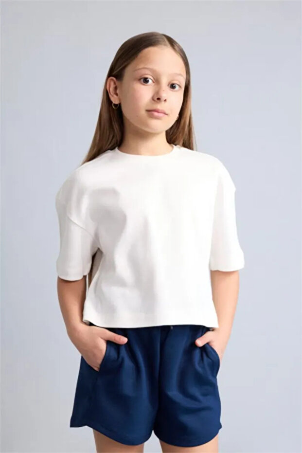 100% Cotton Oversize Crew Neck Short Sleeve T-Shirt Girls H7237A826Sm