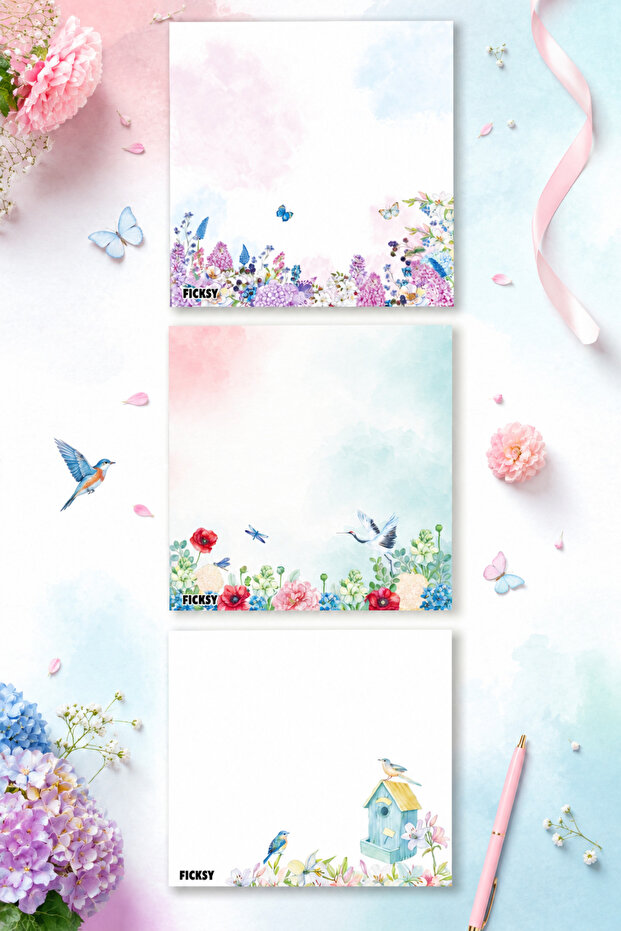 Flower Notepad - 9*9 cm Size - 50 Sheets - Notepad - Memo Pad - Unlined Note Paper - to Do List