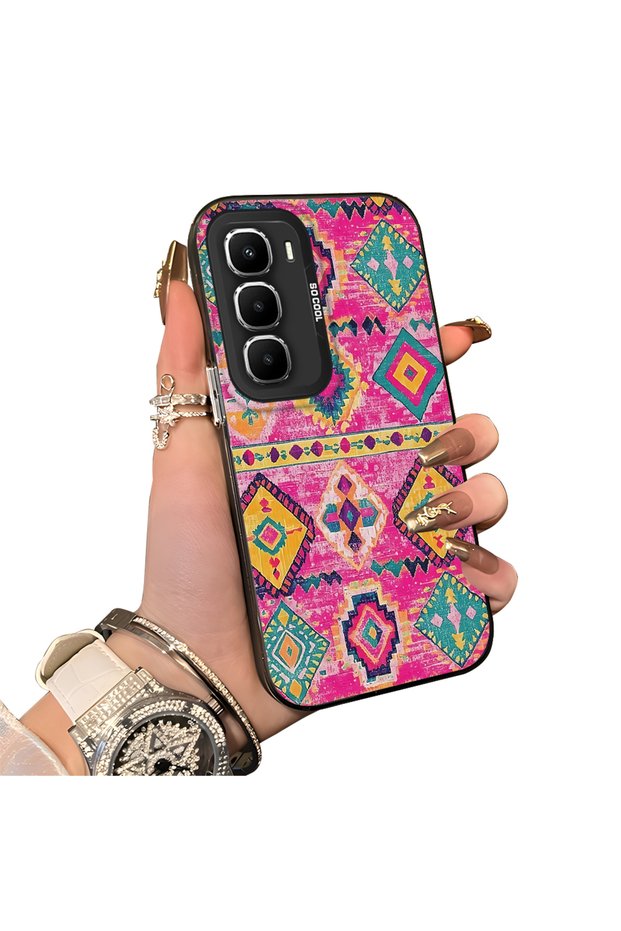 Infinix Hot 60I Compatible Hard Acrylic Back Silicone Edge Lens Protection Case