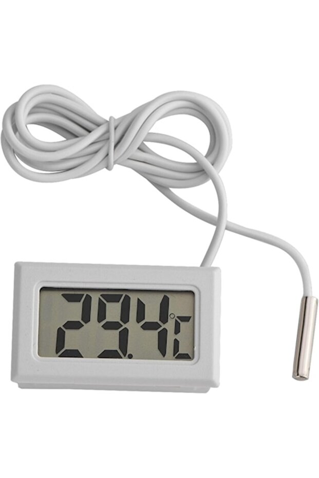 Digital Thermometer with Probe, Temark, Mini LCD, White - 1