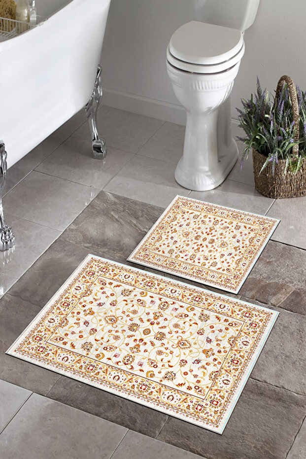 Non-Slip Base Washable Digital Print Bath Mat, Toilet Set