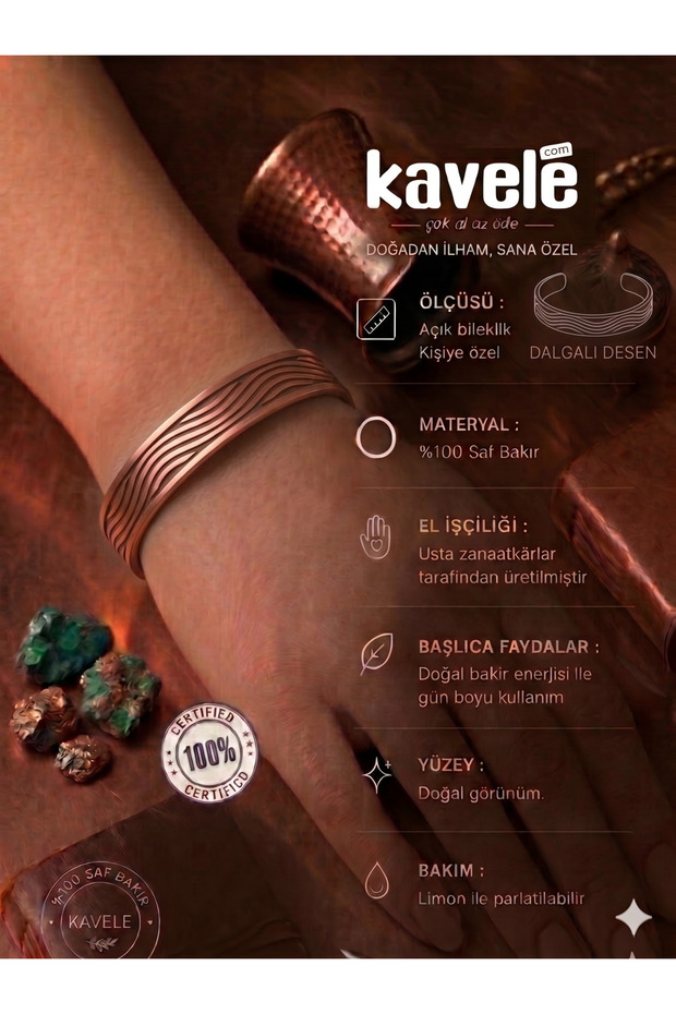 Pure Copper Motif Bracelet-For Health-In Gift Box