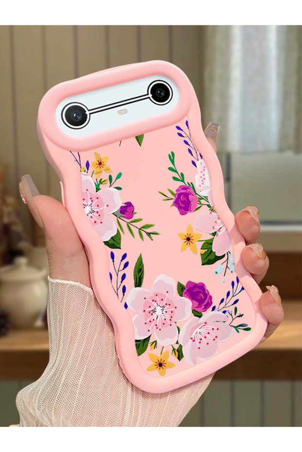 Tecno Spark Slim Compatible Case Camera Protector Pink Silicone Couple Phone Case Floral Pattern