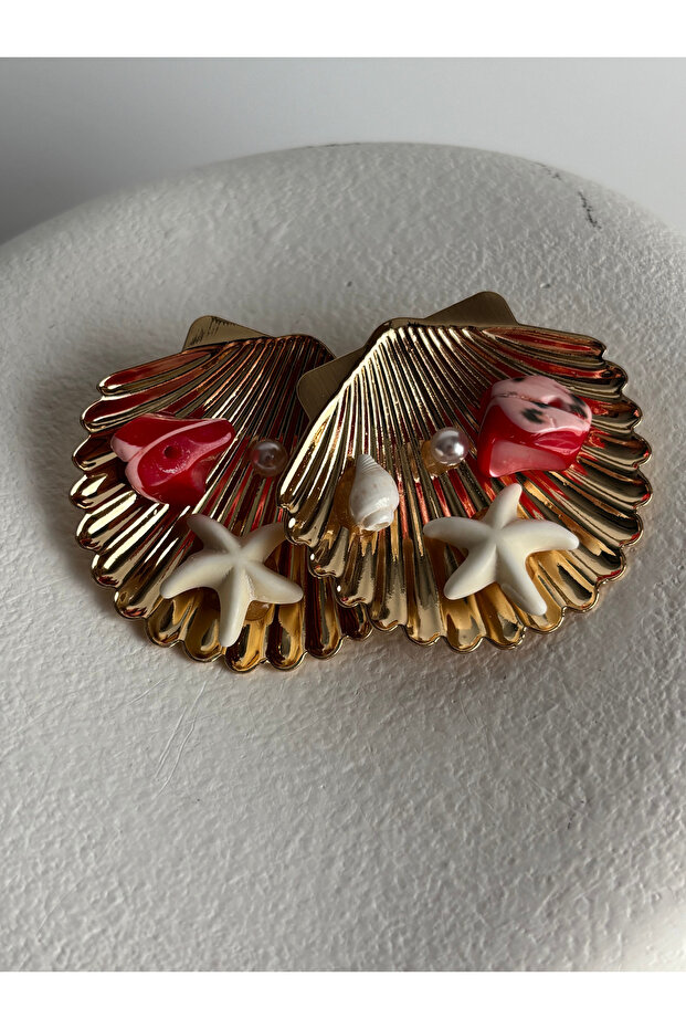 Gold Color Sea Shell Earrings (3.5 cm)