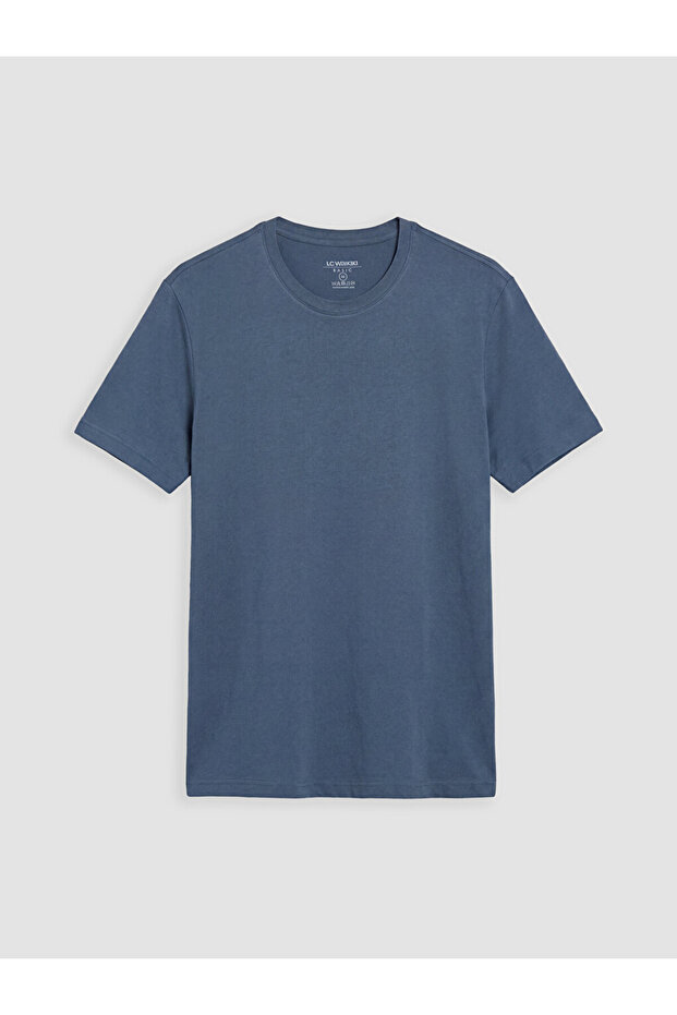 Blue Slim Fit 100% Cotton Basic T-Shirt from Güli̇s Gi̇yi̇m