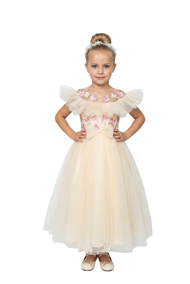 - Princess Gown - Cream, Purple - 2Y to 12Y