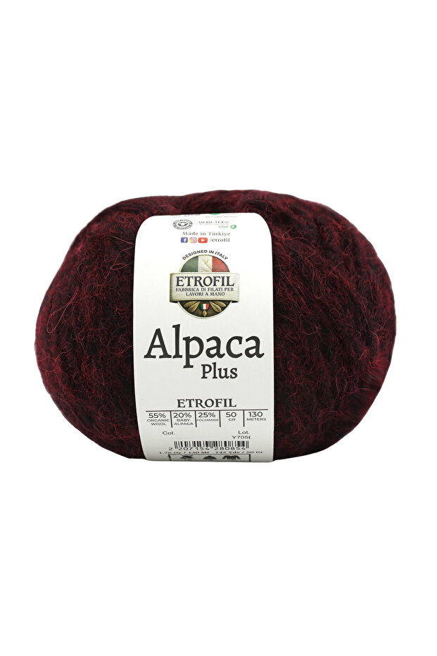 Alpaca Plus Knitting Yarn Night Burgundy 55% Organic Wool 20% Baby Alpaca 25% Polyamide 30g 130m (73383)