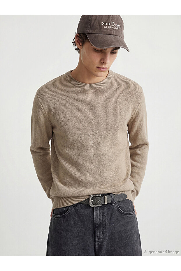 Nevavm Oval Collar Men's Knitwear Sweater with a Difference