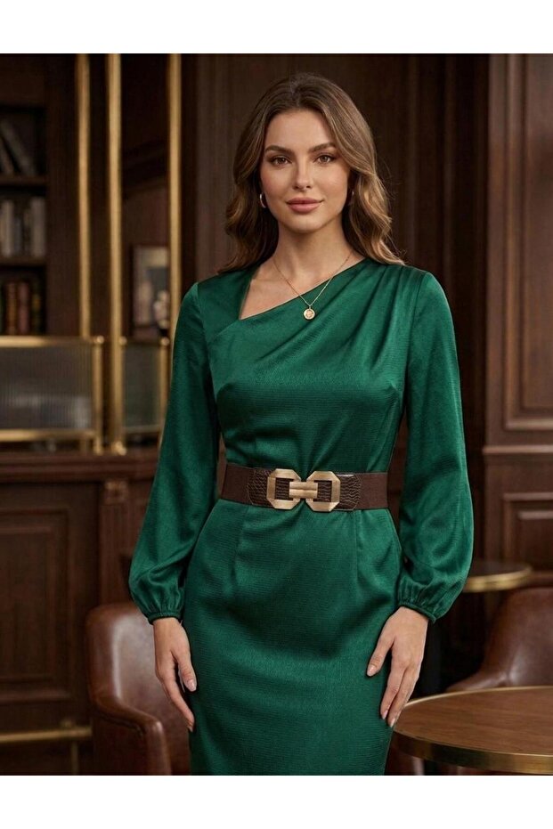 Elastic Belt with Metal Gold Buckle