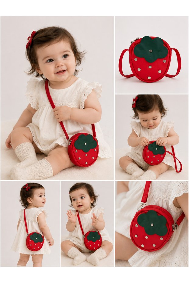 Girl's Strawberry Figured Shoulder Bag Mini Crossbody Red Bag