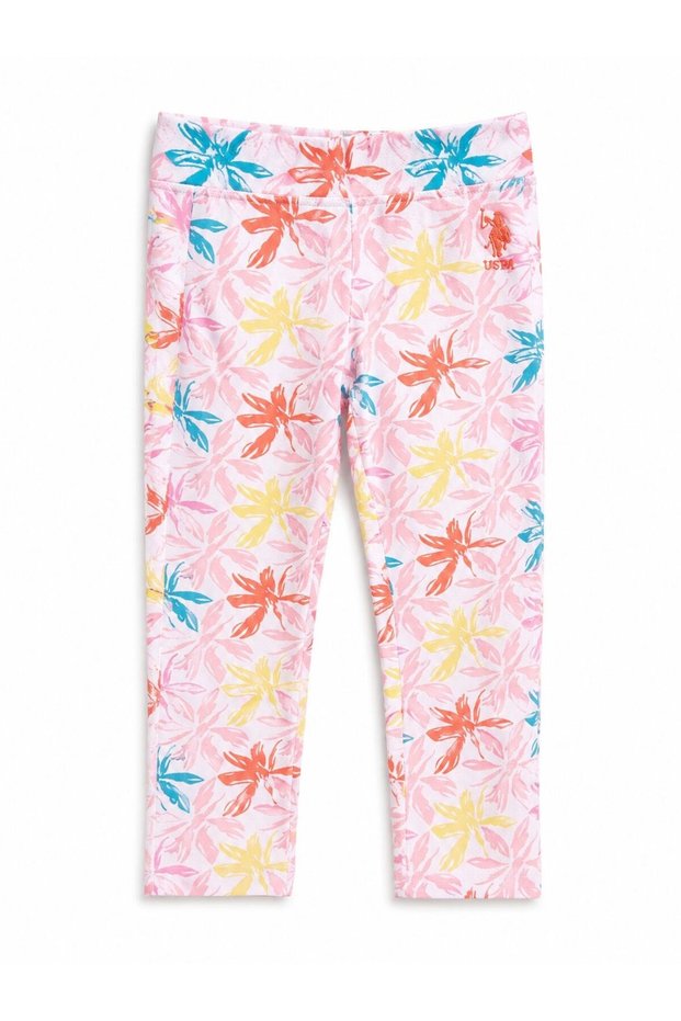U.S. Polo Assn. Girl's Elastic Waist Knitted Trousers 4-14 Years White