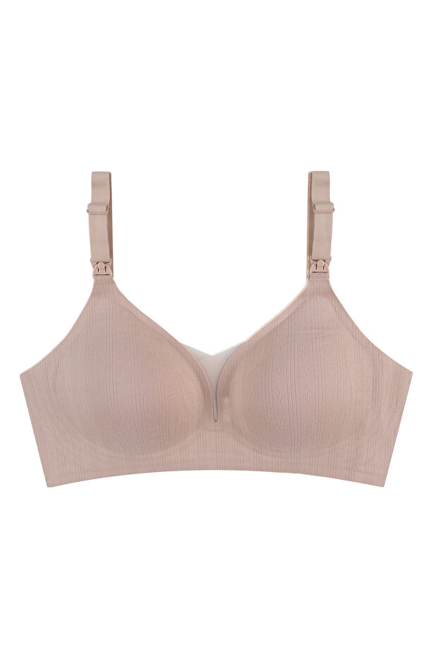 Women's Cotton Ribbed Tulle Detailed Nursing Bra