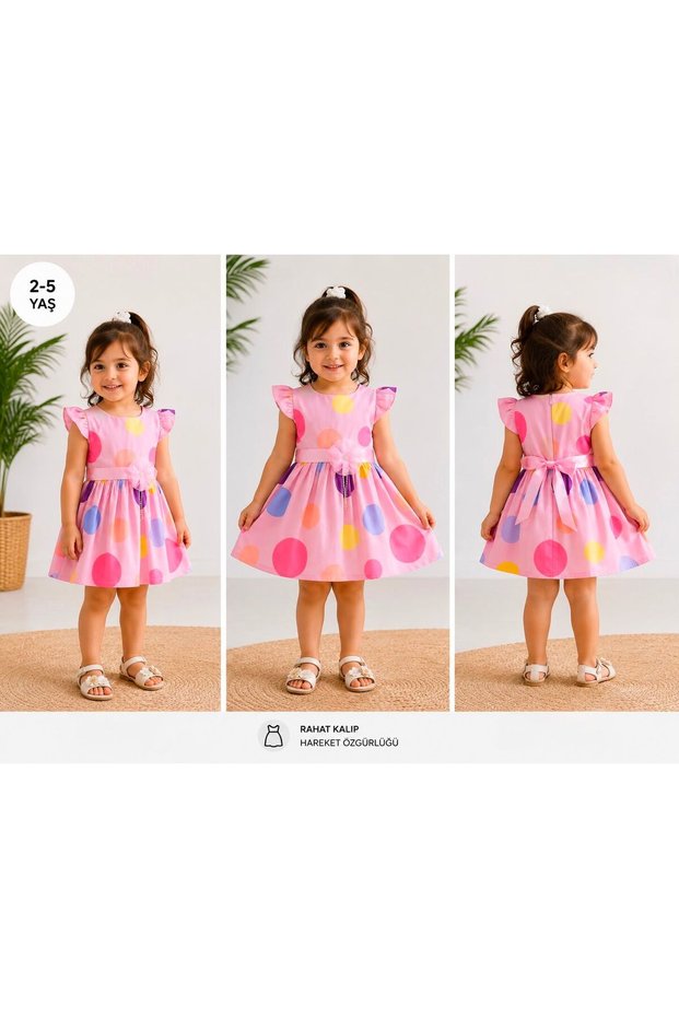 Girl's Polka Dot Flounce Birthday and Party Dress (Ages 2-5)