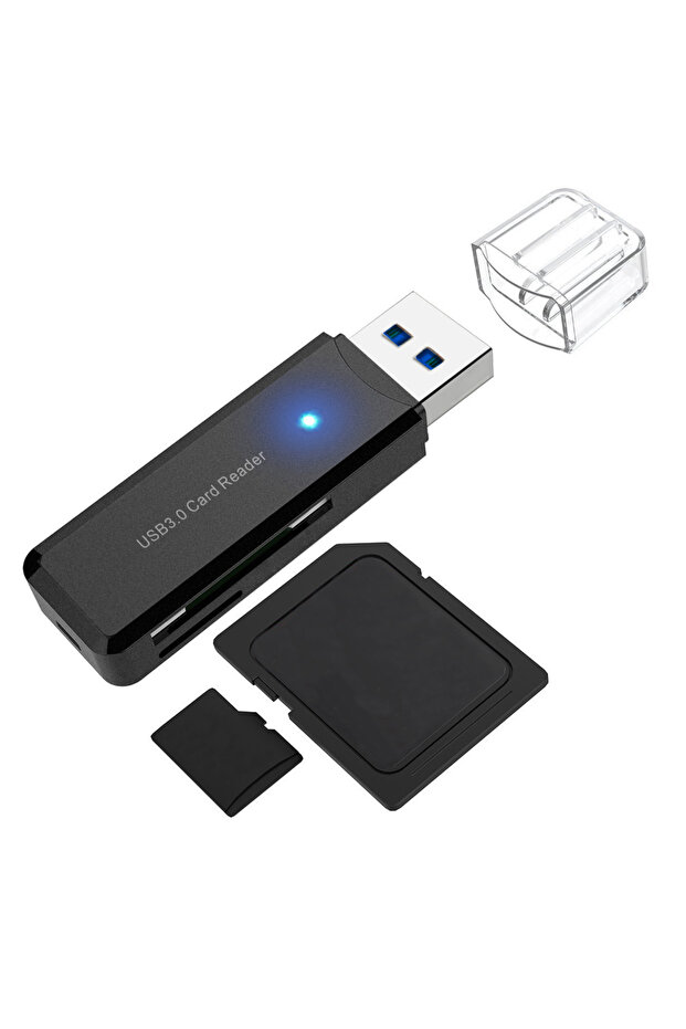 قارئ بطاقات USB 2.0 - قارئ بطاقات ذاكرة متعددة USB 2.0 - قارئ بطاقات محمول متوافق مع بطاقات SD/TF