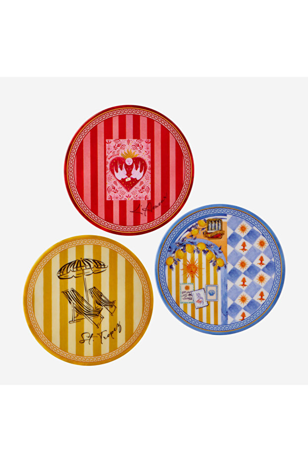 Cote D Azur Blue Melamine Coaster 9.5 cm