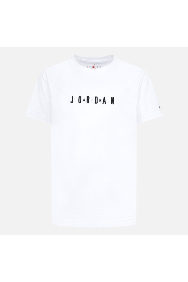Kids Mj Wordmark Emb Crew Unisex Children's White T-Shirt - 95D634-001