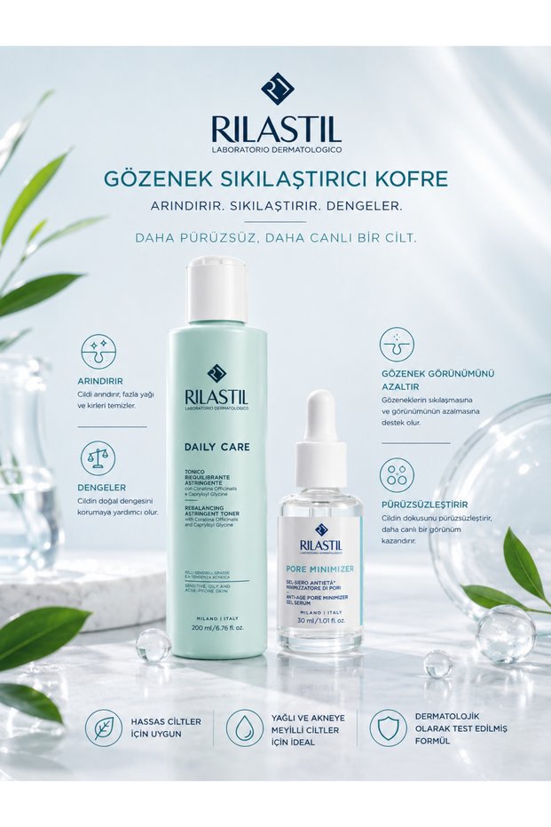 Daily Care, Pore Minimizer, Anti-Aging Pore Tightening Set for Combination and Oily Skin