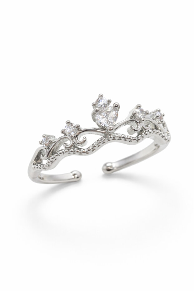Women's Princess Crown Ring Adjustable Zircon Stone Lover Gift Ring