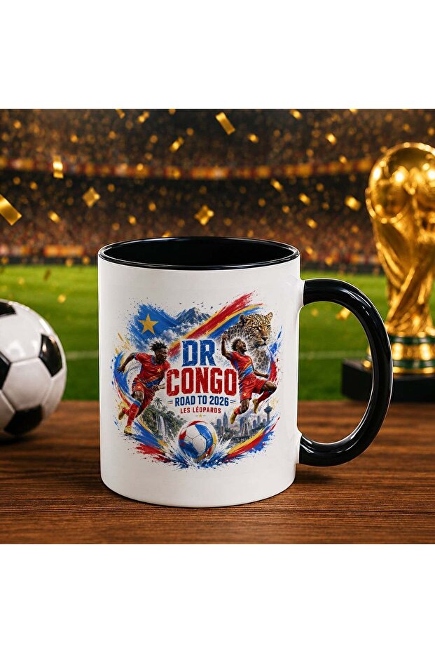 كأس أسود بتصميم كأس العالم 2026 بتصميم مشجعي الكونغو