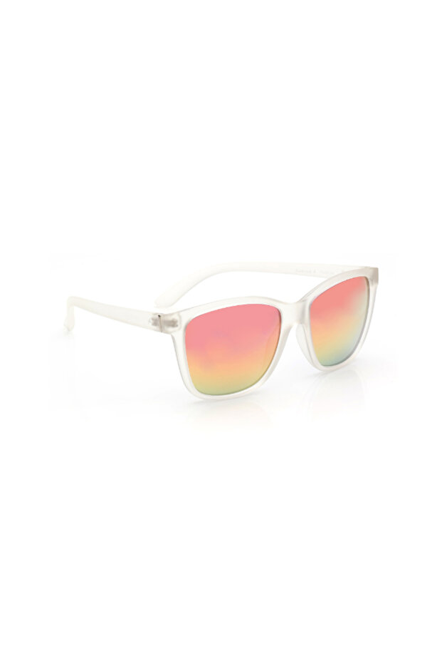 UV Protection Sunglasses White Frame Purple Mirror Lens 56mm - P428PL14V