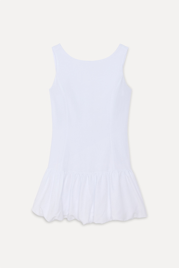 Women's White A-Form Balloon Skirt Mini Dress