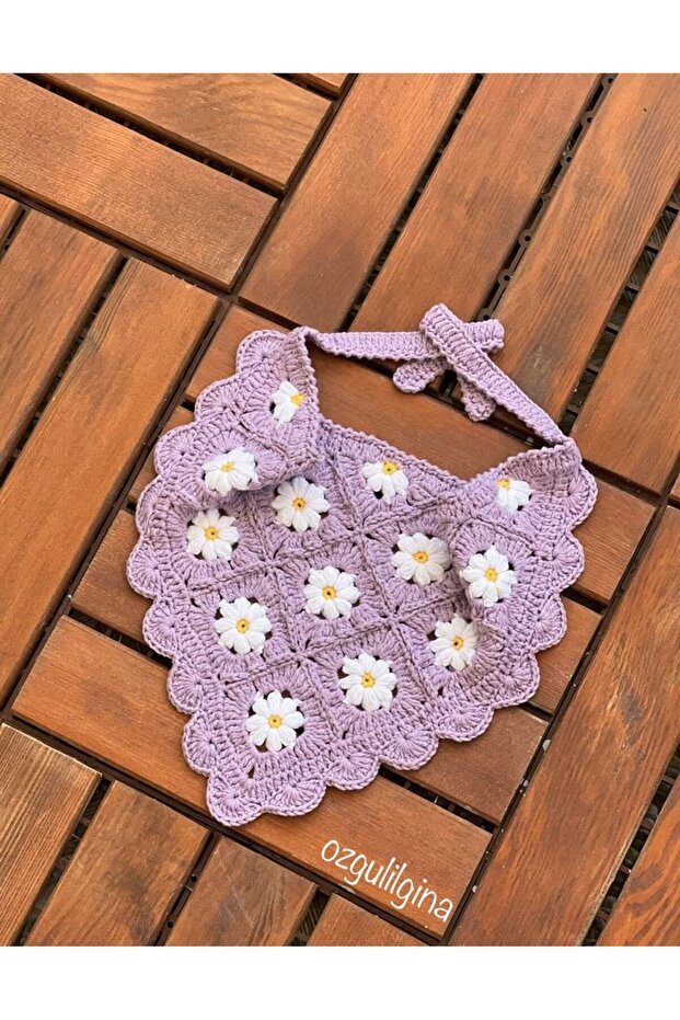 Papatya Model Bandana Knitted Flower Bandana