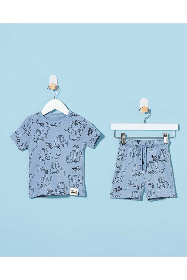 Infant Boys Blue Printed 2 Pieces Pyjama Set