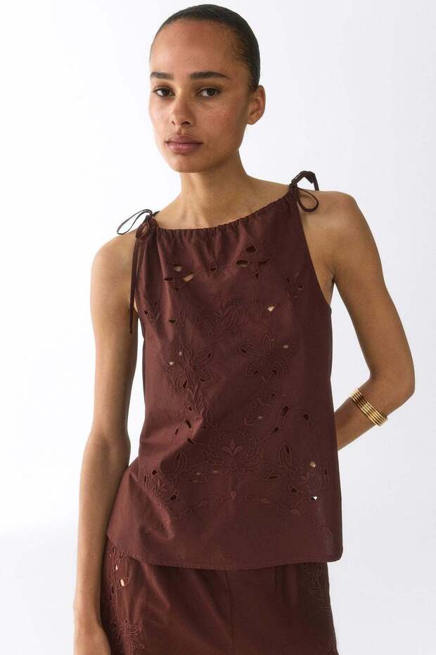 Broderie anglaise tie-strap top