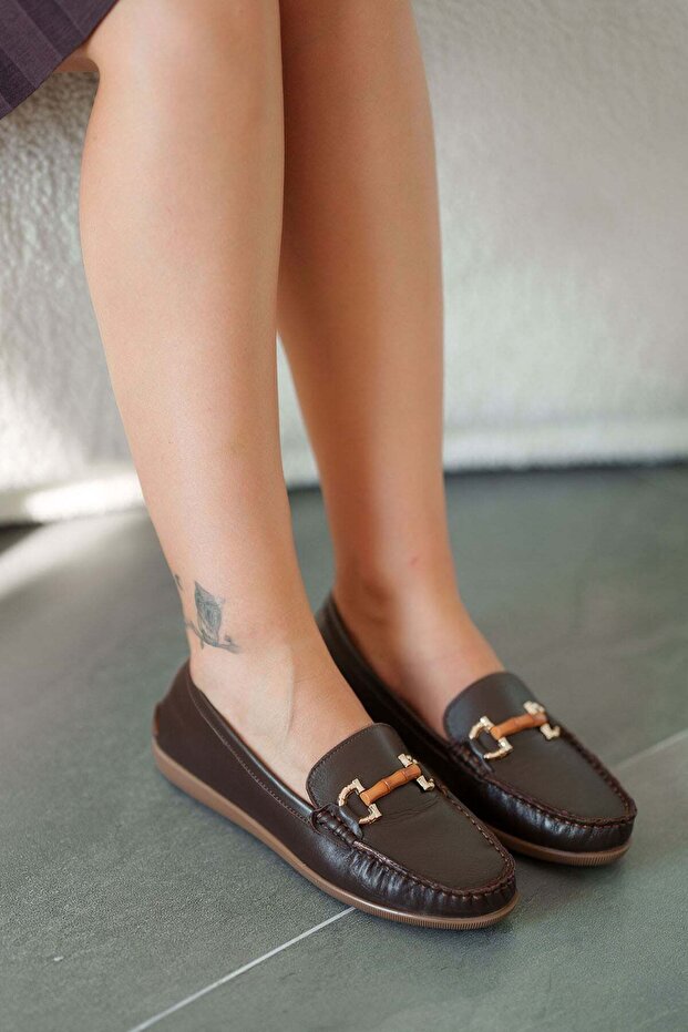 Cece Women's Genuine Leather Orthopedic Loafer Shoes Brown