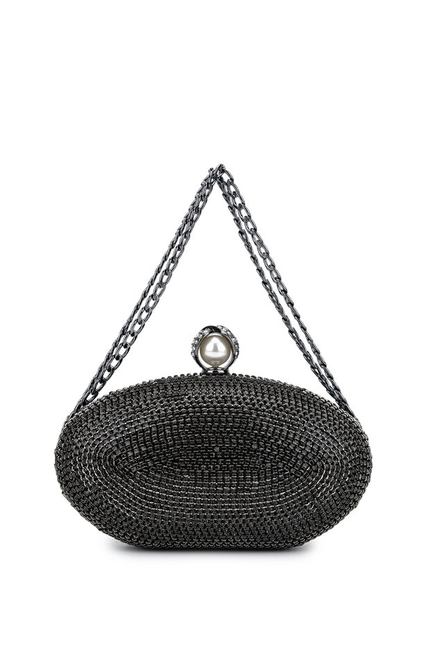 Women's Faux Leather Black Evening Dress Bag