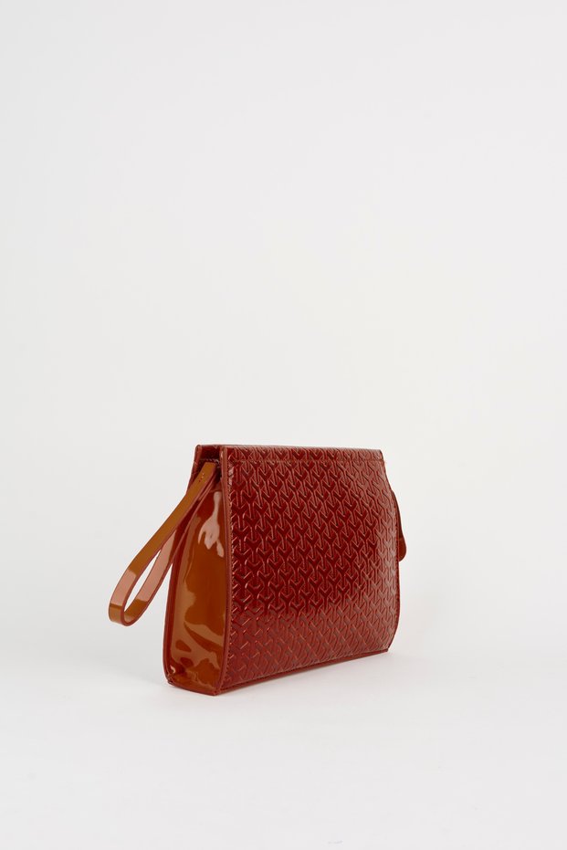 Women's Petunia Textured Tan Lined Faux Leather Wrist Strap Portfolio Handbag and Clutch Bag