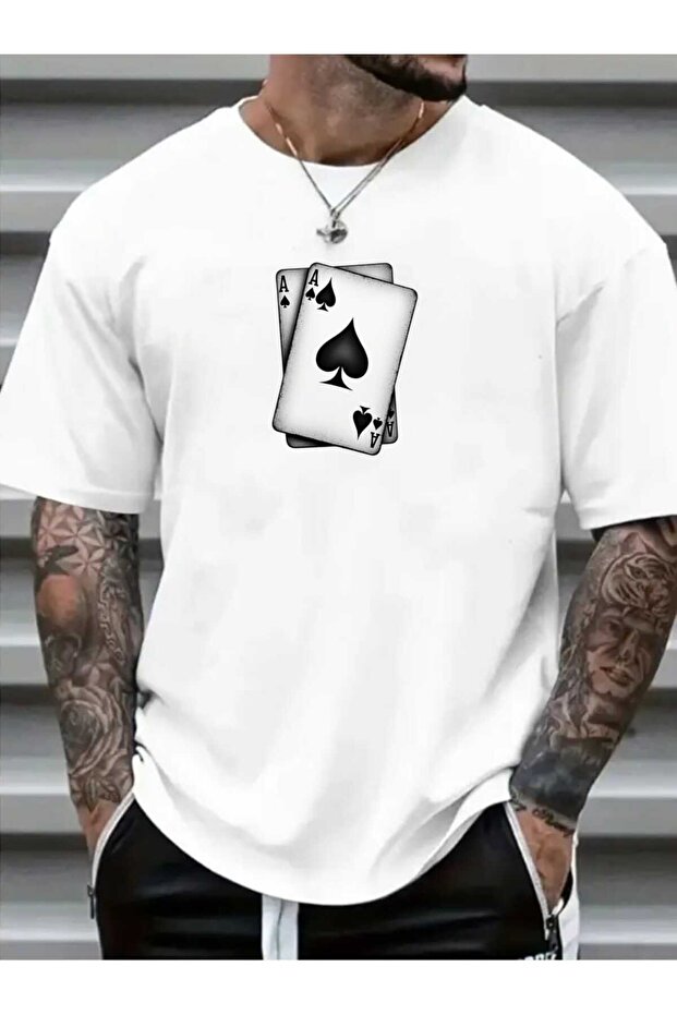 Men's Trendy Cotton Tshirt with Spade Card Print Design