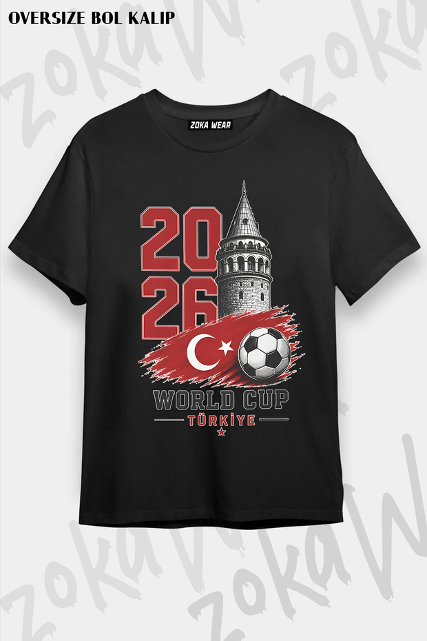 Unisex Loose Fit Turkey World Cup 26 World Cup Printed T-Shirt V10