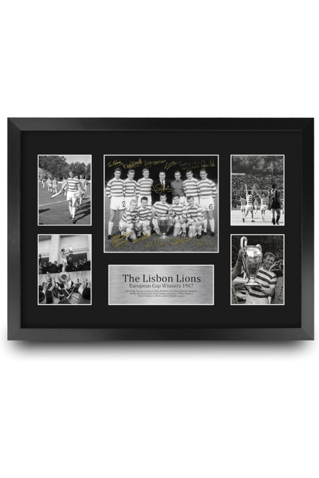 FR A3 Celtic Lisbon Lions 1967 UEFA Euro Cup Winners Printed Memorabilia Signed Autograph Display for Football Fans and Supporters - A3 Framed
