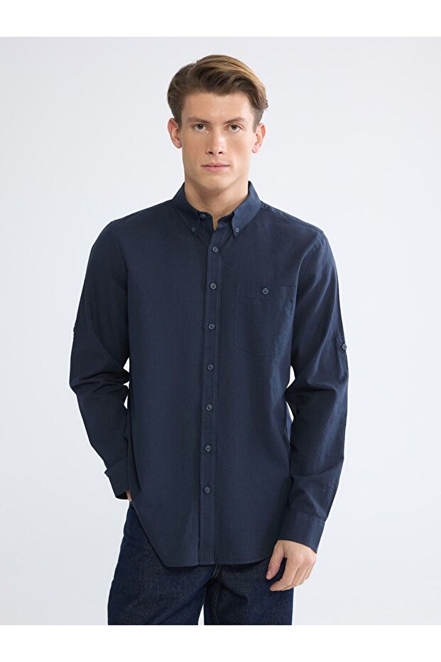 Regular Fit Linen Blended Men's Shirt
