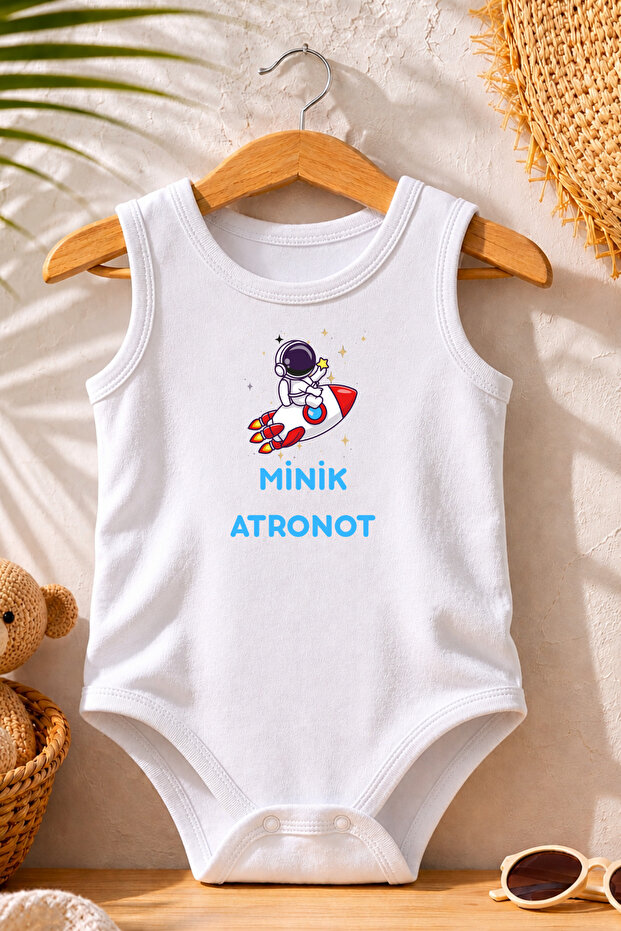 100% Cotton Summer Printed Bodysuit Athlete Zero Sleeve Little Astronaut