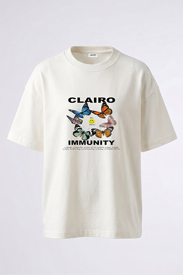 Clairo Immunity Design Back Printed Cotton White Oversize T-Shirt