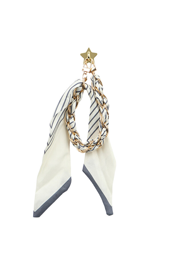 Universal Chain Scarf with Adhesive and Clip Phone Bag Suitcase Accessory Cream