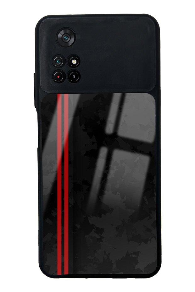 حافظة هاتف Xiaomi Poco M4 Pro بتصميم أحمر لامع