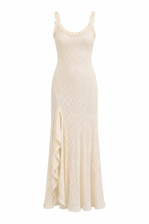Lace Cream Lycra Maxi Dress