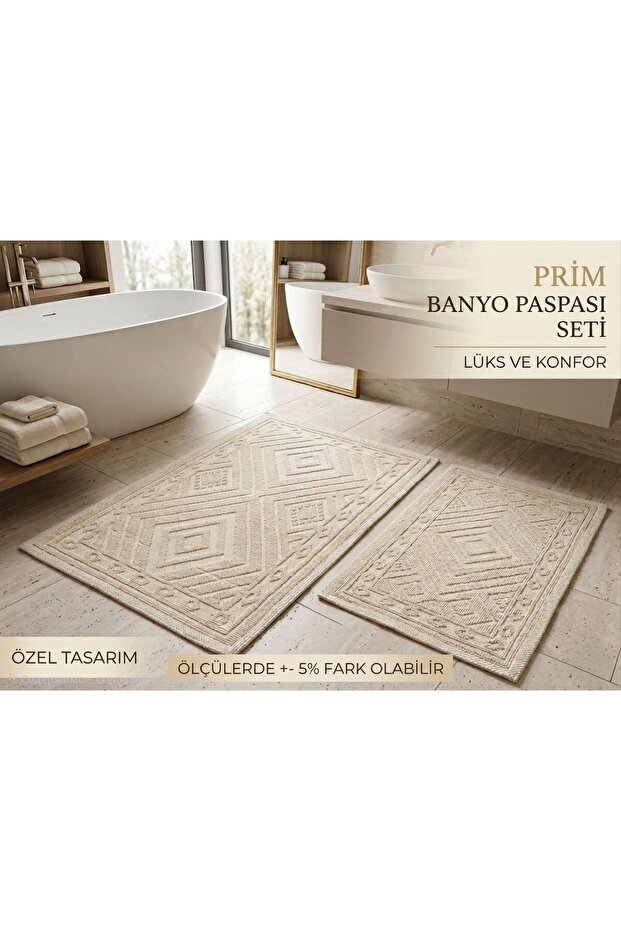 Double Bath Mat Cotton Non-Slip Base Rectangular Bath Mat